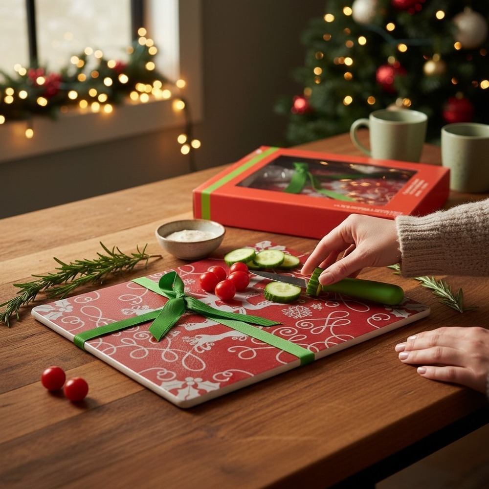 Christmas Craft Create Decor Cutting Board Set Red NWT Reindeer